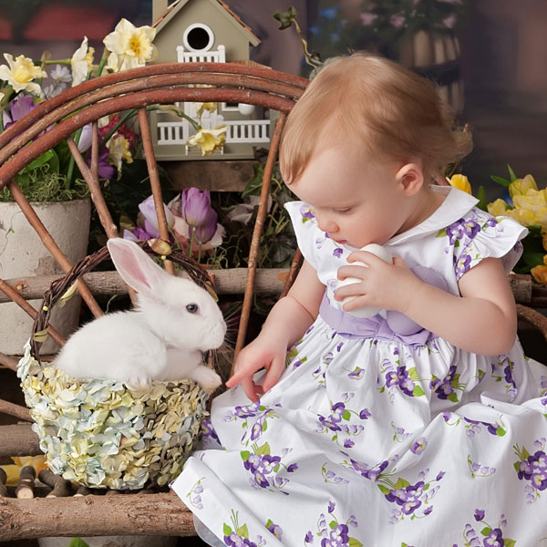 baby girl with bunny